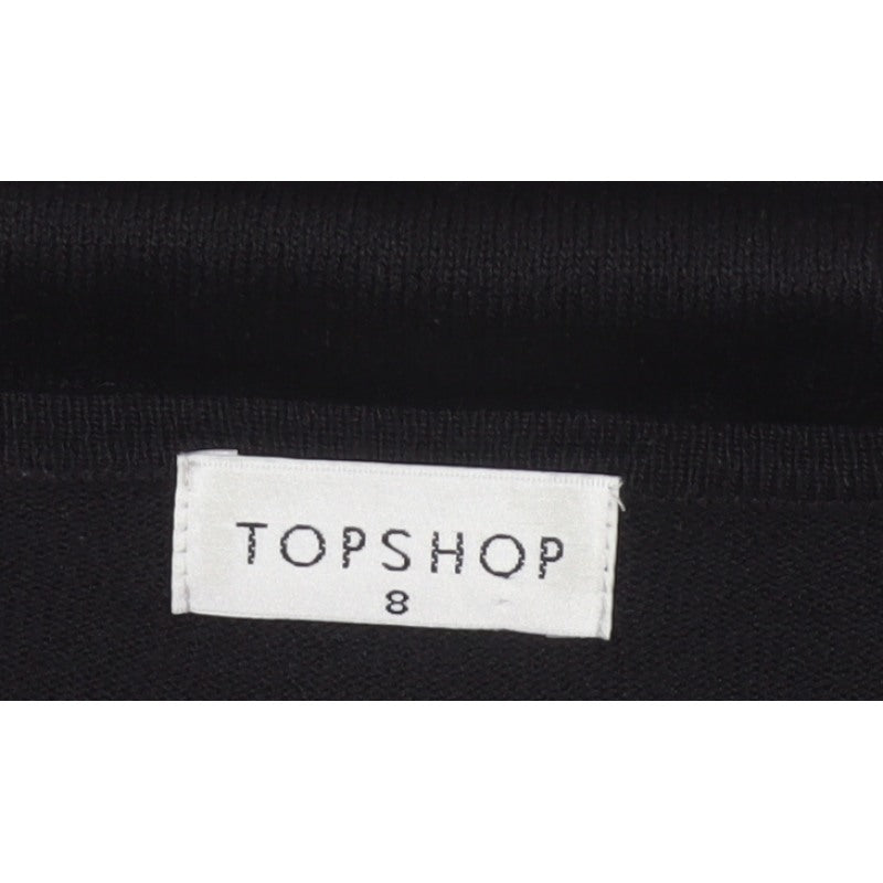 Topshop Women’s Black Size 8 Basic Knit V-Neck Long Sleeve Top