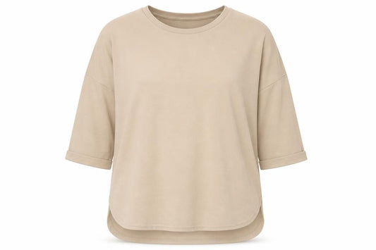 New Look Women Beige S Relaxed Tunic Jersey 3/4 Sleeve T-Shirt
