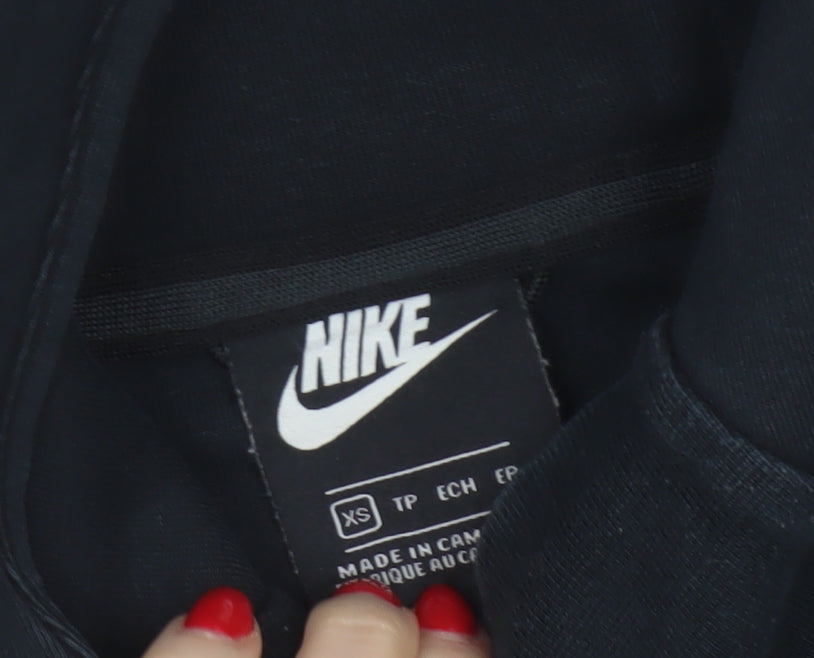 Nike Women’s Black XS Tech Fleece Pullover Hoodie Logo Pockets