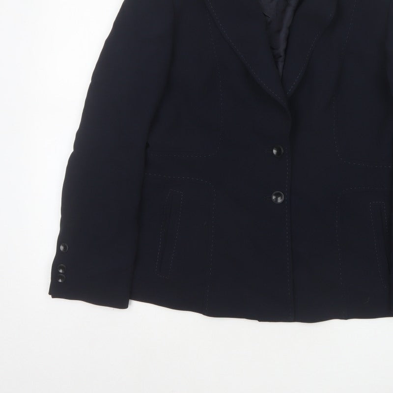 Precis Petite Women Blue UK 14 Tailored Lined Two-Button Blazer