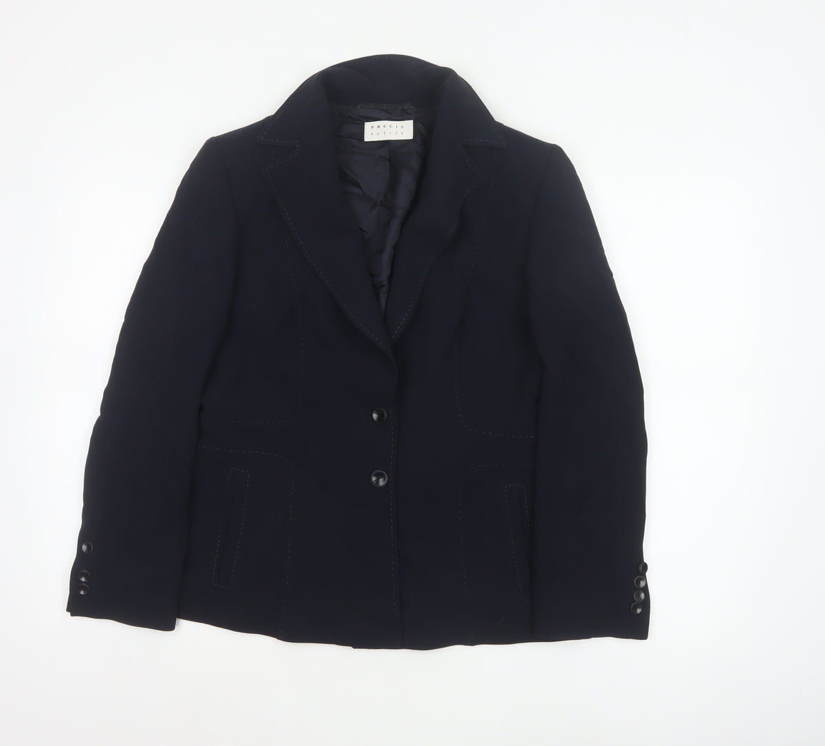 Precis Petite Women Blue UK 14 Tailored Lined Two-Button Blazer