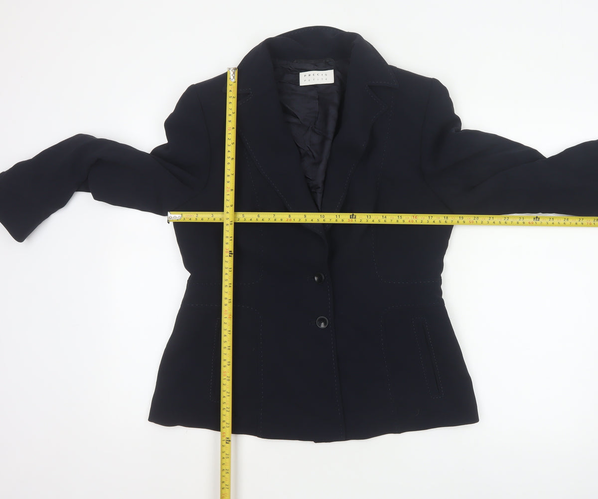Precis Petite Women Blue UK 14 Tailored Lined Two-Button Blazer