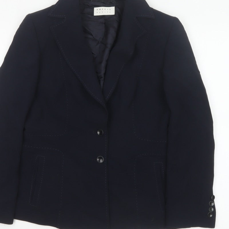 Precis Petite Women Blue UK 14 Tailored Lined Two-Button Blazer