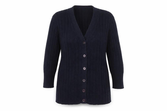 Modern Woman Women’s Blue Cotton Cable Knit Cardigan UK 16 V-Neck