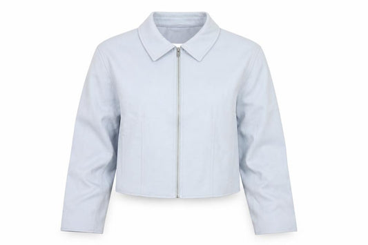 Marks and Spencer Women’s Blue Size 10 Cropped Zip Jacket Collared