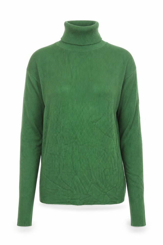 Marks & Spencer Women Green UK 6 Ribbed Roll Neck Slim Pullover Jumper
