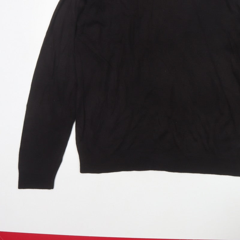 guise Men’s Black L V-Neck Acrylic Knit Pullover Jumper