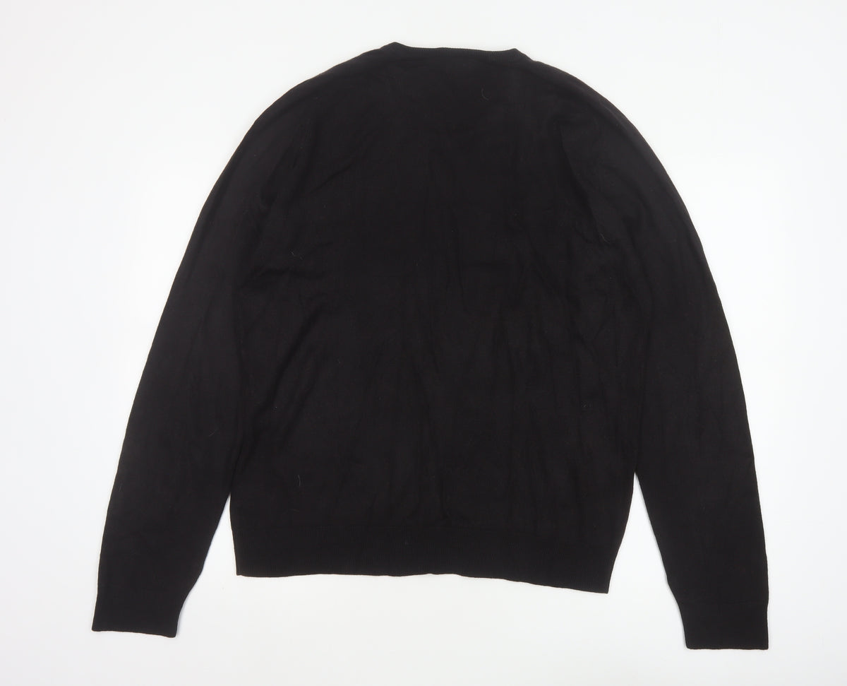 guise Men’s Black L V-Neck Acrylic Knit Pullover Jumper