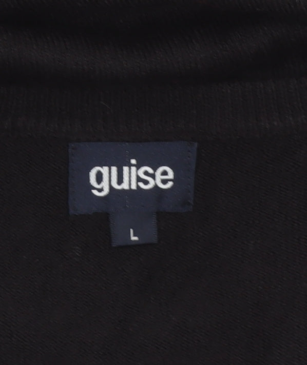 guise Men’s Black L V-Neck Acrylic Knit Pullover Jumper