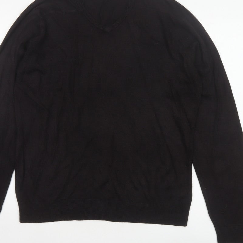 guise Men’s Black L V-Neck Acrylic Knit Pullover Jumper