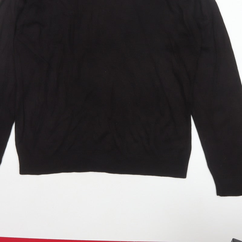 guise Men’s Black L V-Neck Acrylic Knit Pullover Jumper