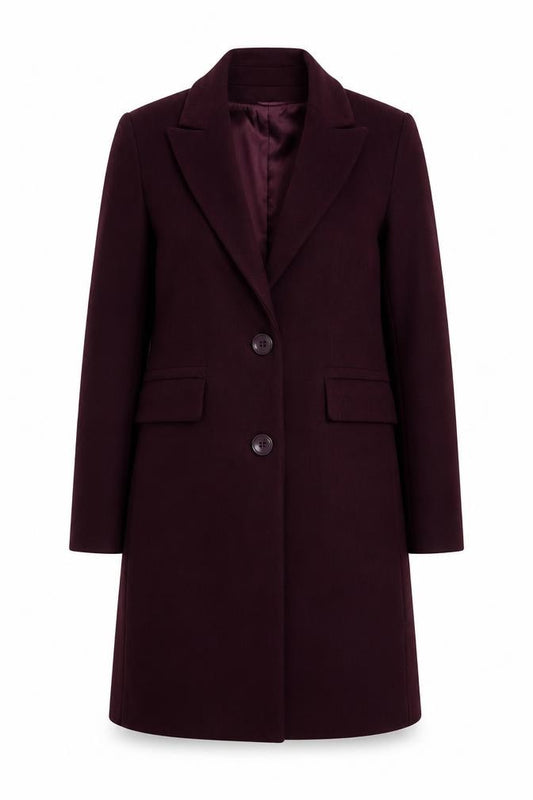 Primark Women’s Burgundy UK 8 Long Single Breasted Overcoat