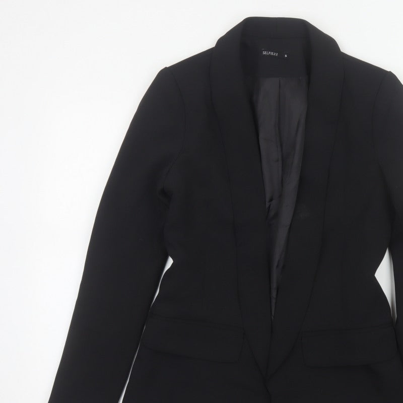 Selfie22 Women’s Black S Tailored Stretch Shawl Lapel Blazer Jacket