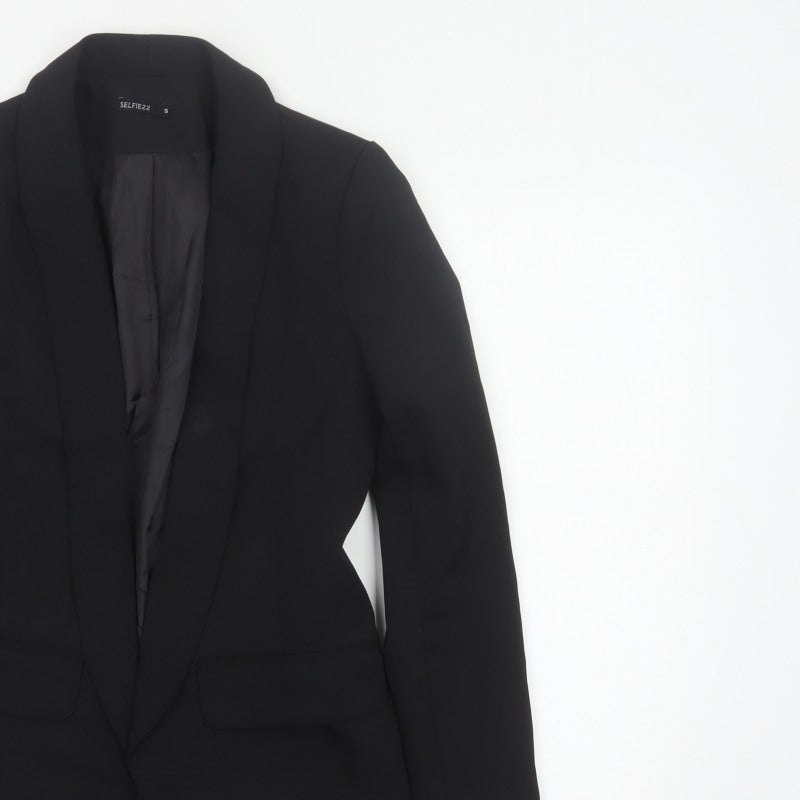 Selfie22 Women’s Black S Tailored Stretch Shawl Lapel Blazer Jacket