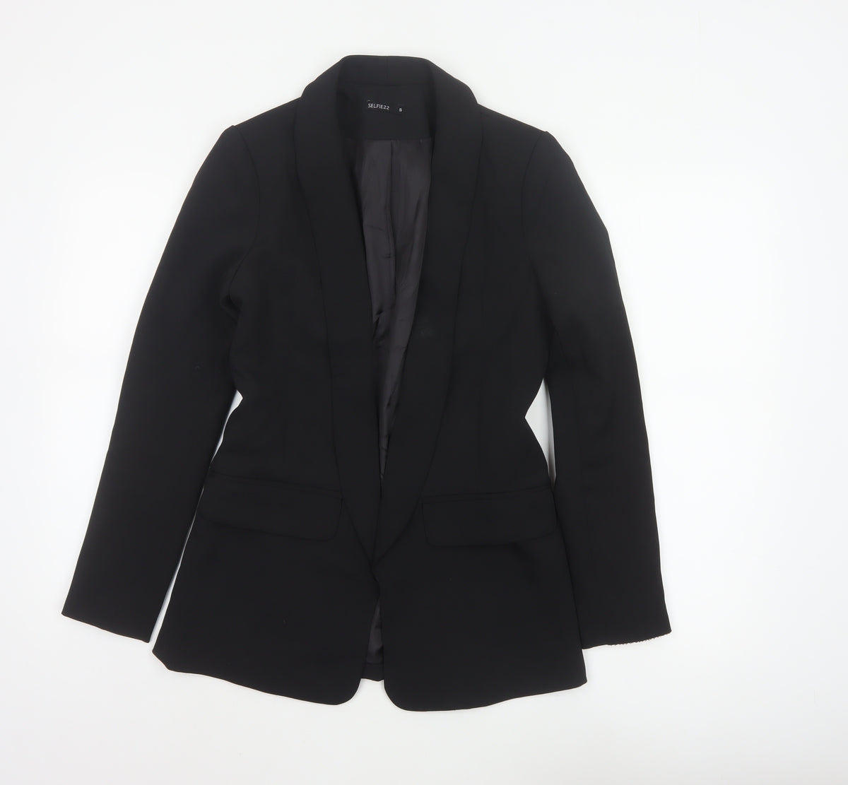 Selfie22 Women’s Black S Tailored Stretch Shawl Lapel Blazer Jacket