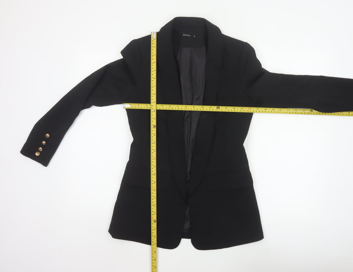 Selfie22 Women’s Black S Tailored Stretch Shawl Lapel Blazer Jacket
