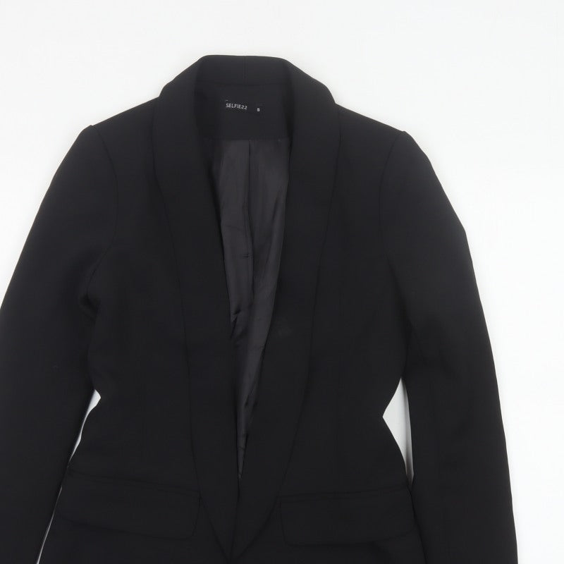 Selfie22 Women’s Black S Tailored Stretch Shawl Lapel Blazer Jacket