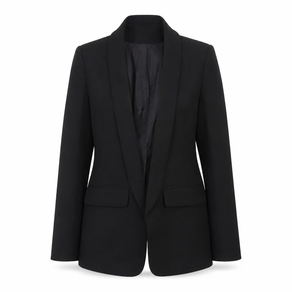 Selfie22 Women’s Black S Tailored Stretch Shawl Lapel Blazer Jacket