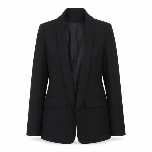 Selfie22 Women’s Black S Tailored Stretch Shawl Lapel Blazer Jacket