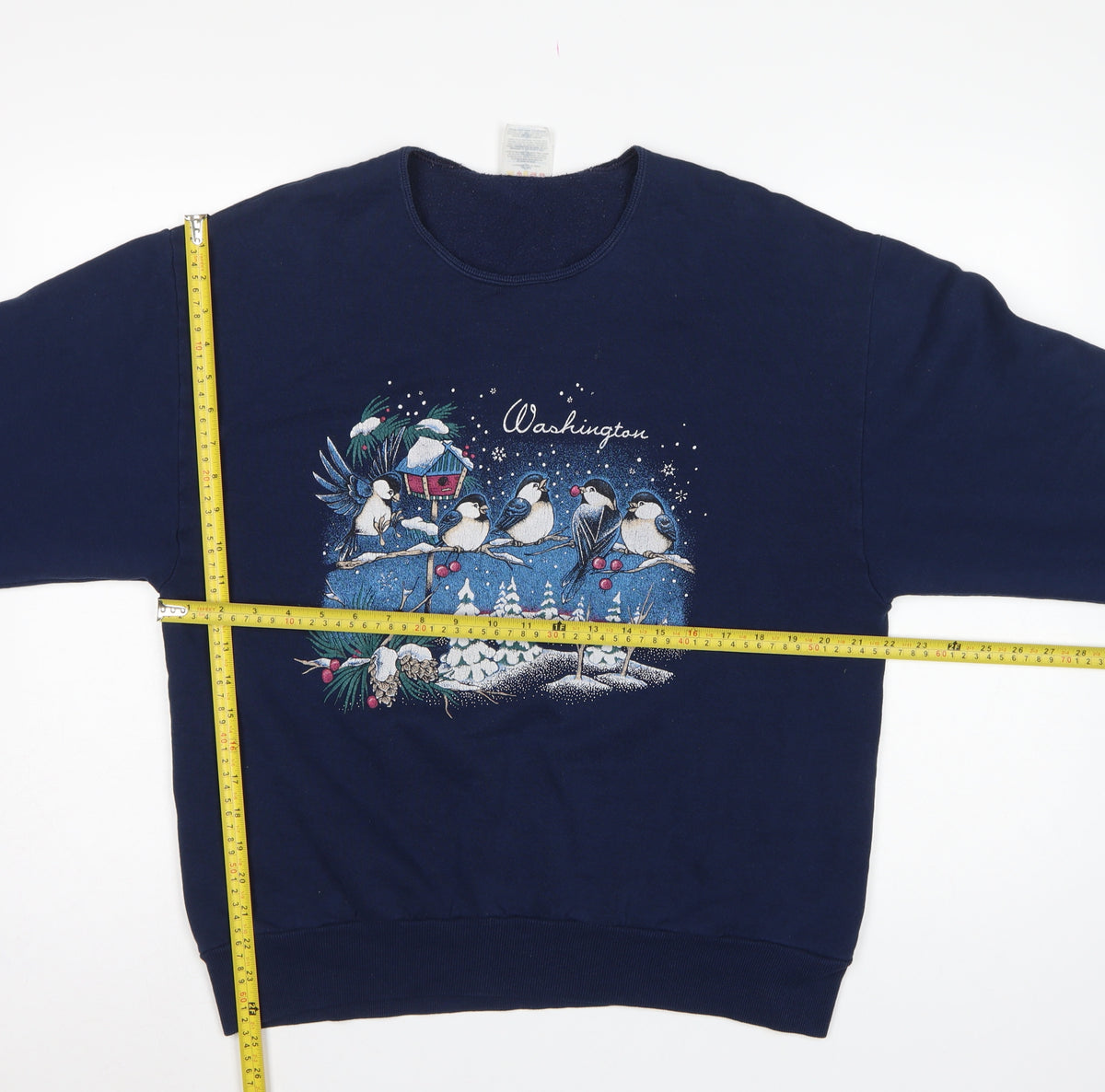 Jerzees Unisex Blue L Pullover Sweatshirt Christmas Bird Graphic