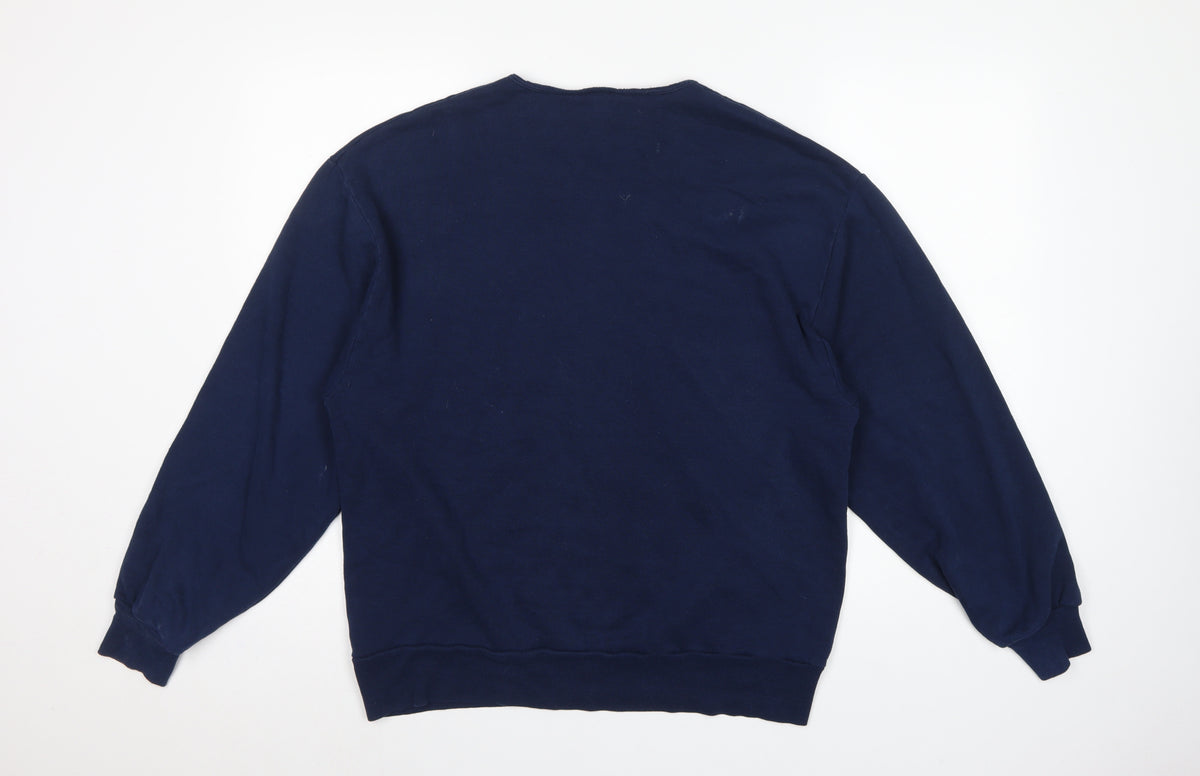 Jerzees Unisex Blue L Pullover Sweatshirt Christmas Bird Graphic