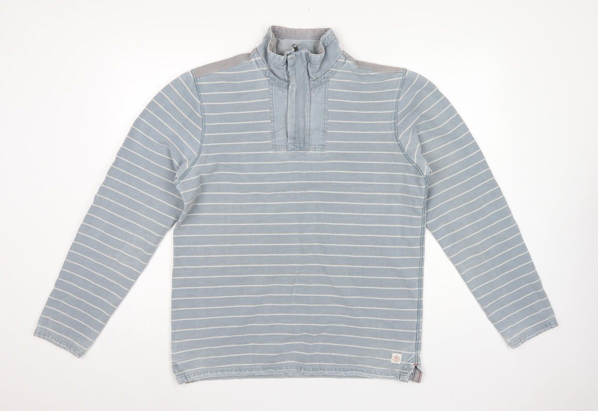 H Stuff & Co. Men’s Blue M Striped 1/4 Zip High Neck Sweatshirt