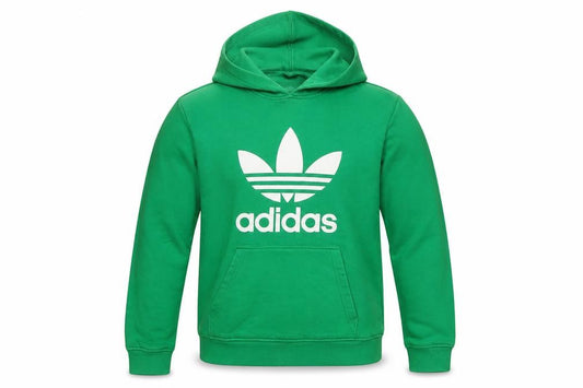 Adidas Men’s Green L Trefoil Logo Pullover Hoodie Fleece