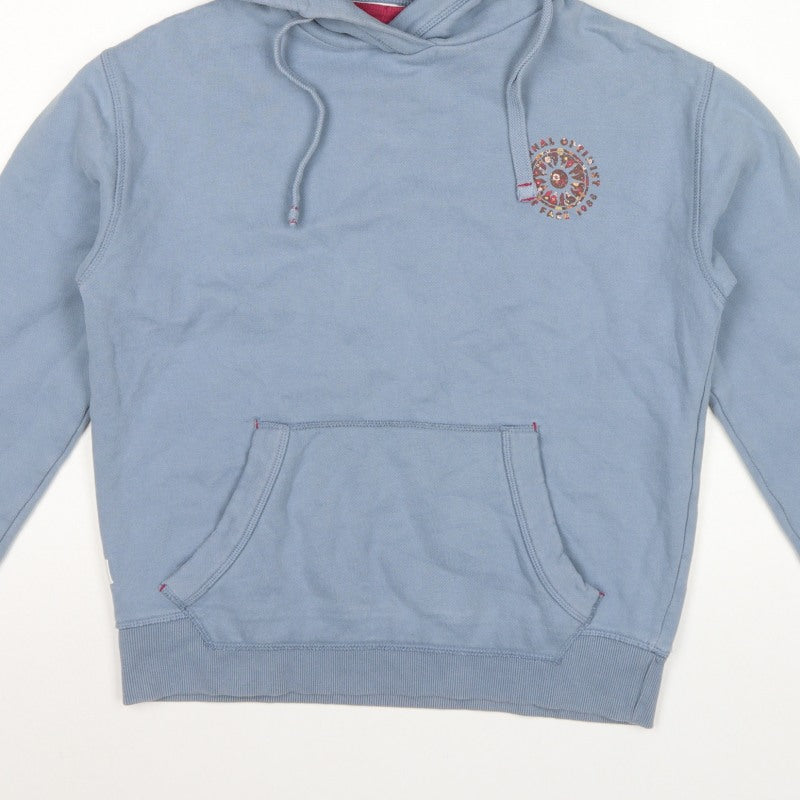 Fat Face Women’s Blue S Pullover Hoodie Floral Logo Pockets