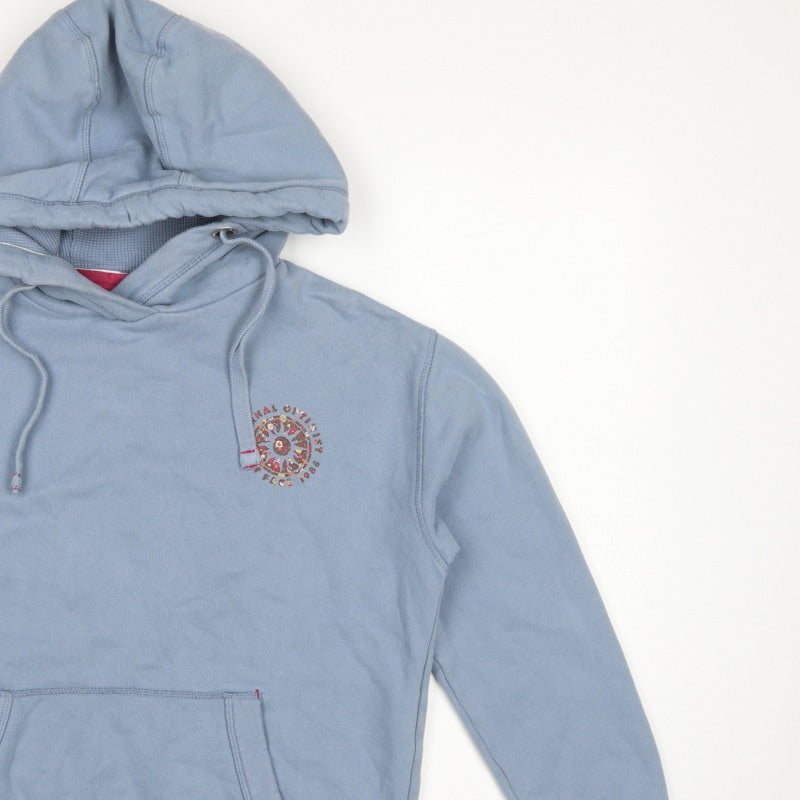 Fat Face Women’s Blue S Pullover Hoodie Floral Logo Pockets