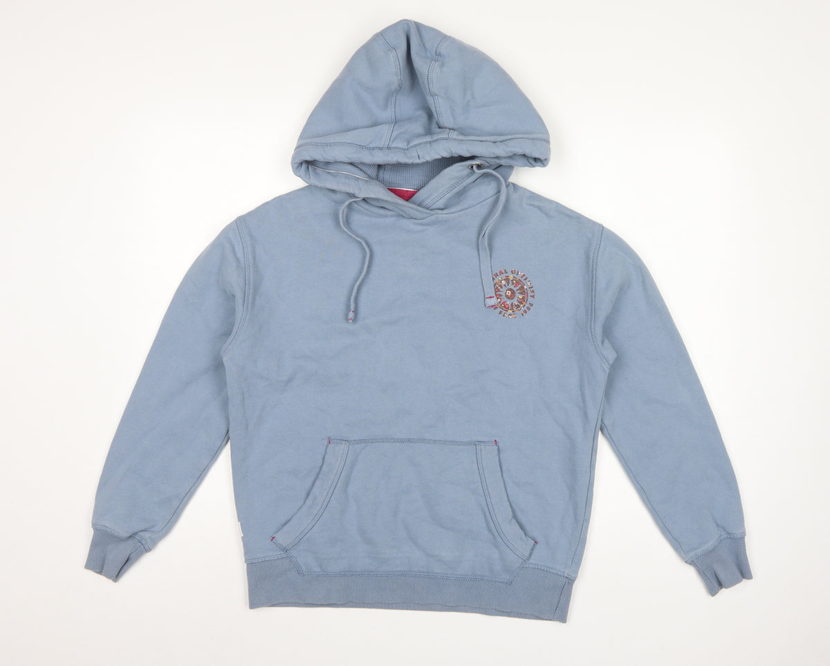 Fat Face Women’s Blue S Pullover Hoodie Floral Logo Pockets