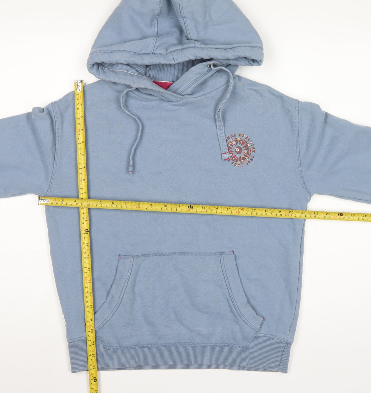 Fat Face Women’s Blue S Pullover Hoodie Floral Logo Pockets