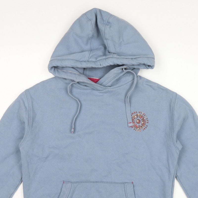 Fat Face Women’s Blue S Pullover Hoodie Floral Logo Pockets