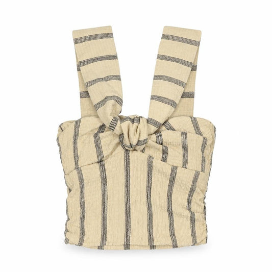 H&M Women’s Beige Striped Cropped Tie Strap Blouse XS