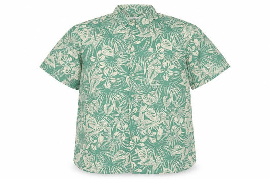 Marks & Spencer Men Green 3XL Tropical Hawaiian Cotton Short Sleeve Shirt