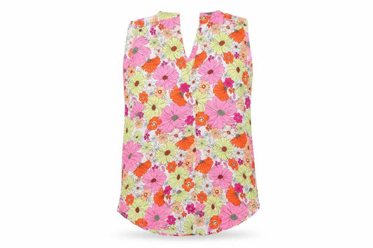 M&S Women Multicoloured Floral V-Neck Sleeveless Tank Top UK 12