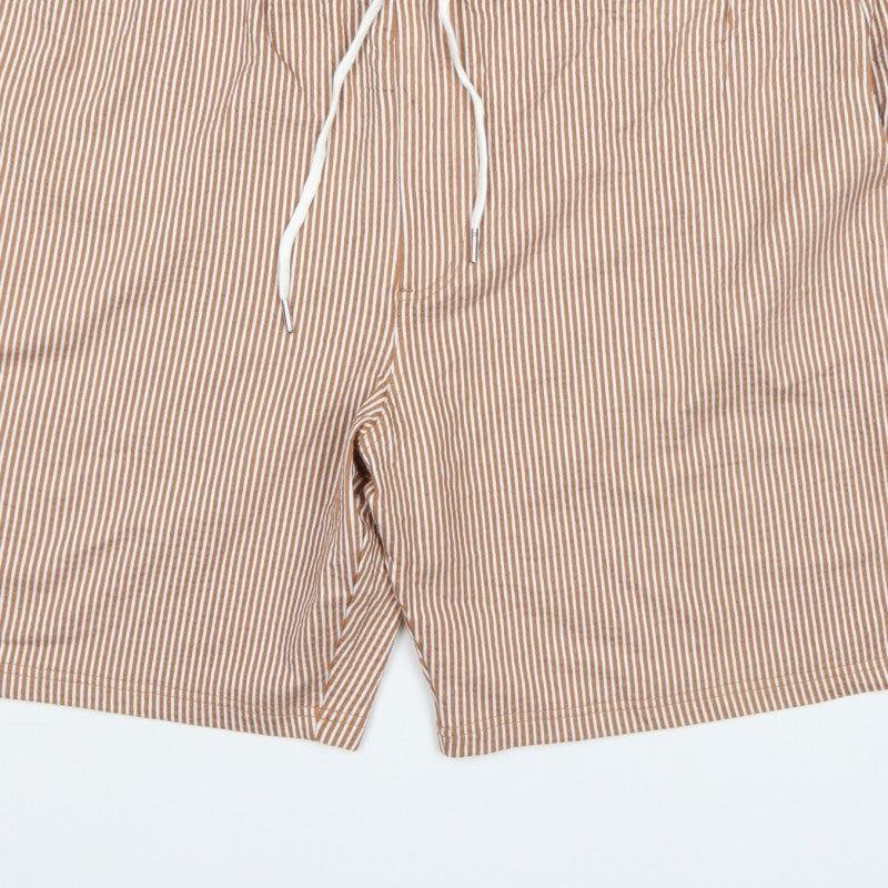 Marks and Spencer Men’s Brown 3XL Striped Drawstring Casual Shorts