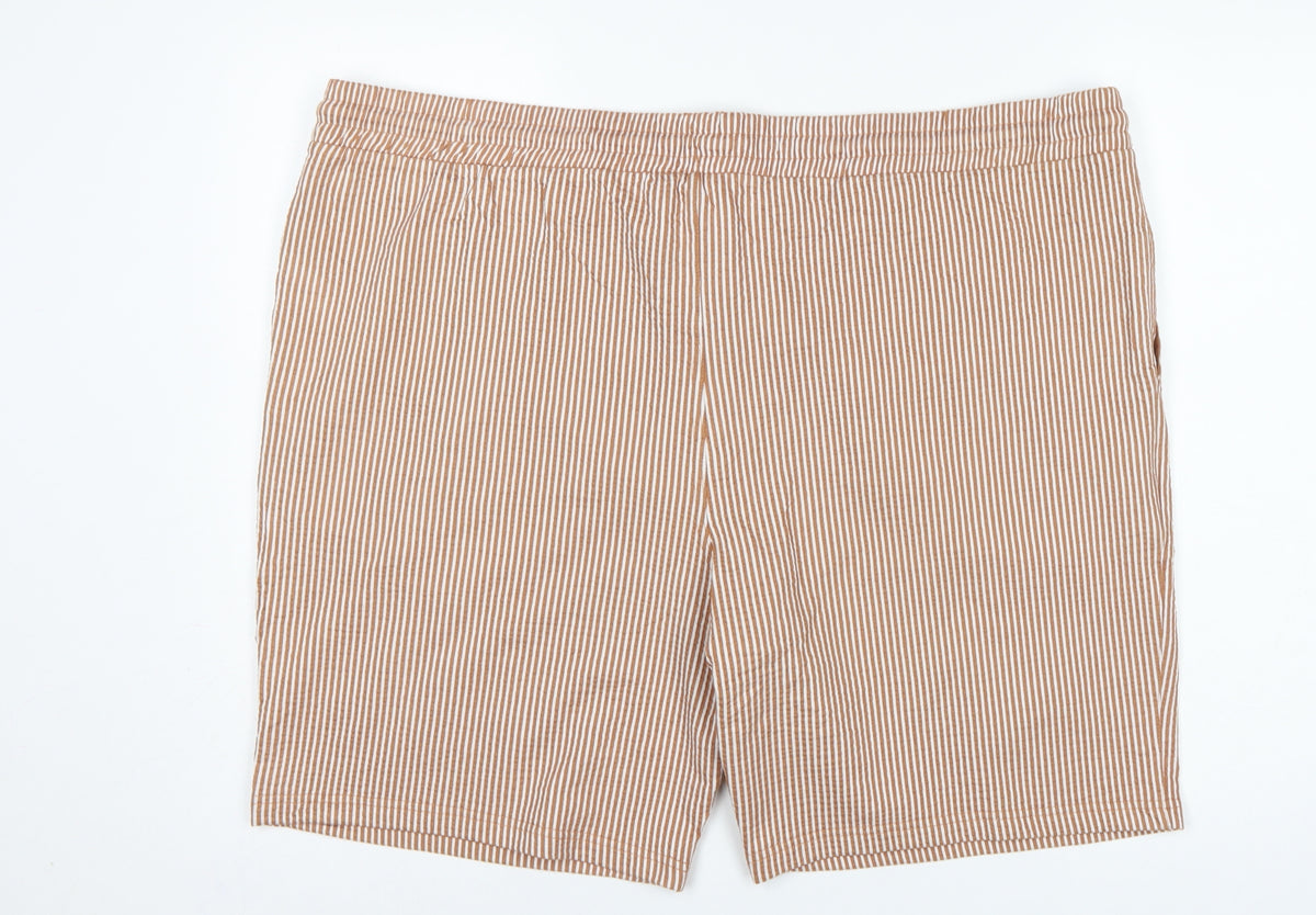 Marks and Spencer Men’s Brown 3XL Striped Drawstring Casual Shorts