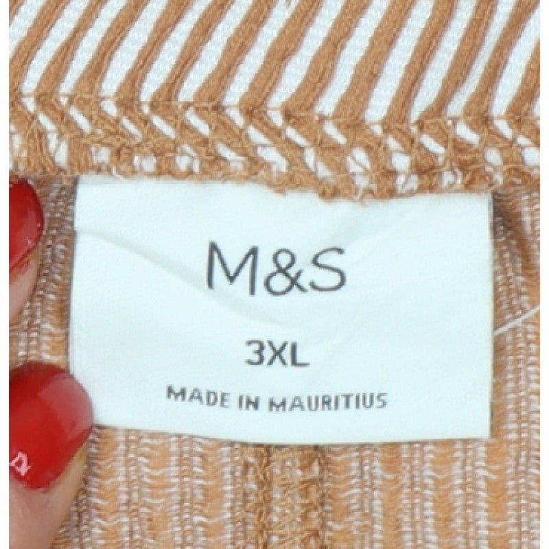 Marks and Spencer Men’s Brown 3XL Striped Drawstring Casual Shorts