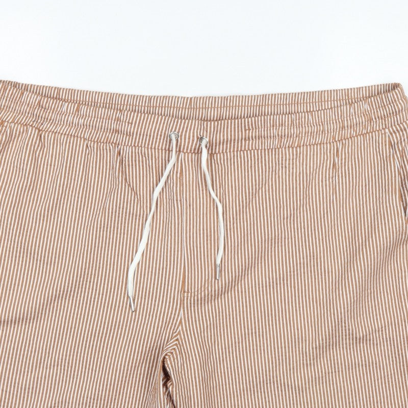 Marks and Spencer Men’s Brown 3XL Striped Drawstring Casual Shorts
