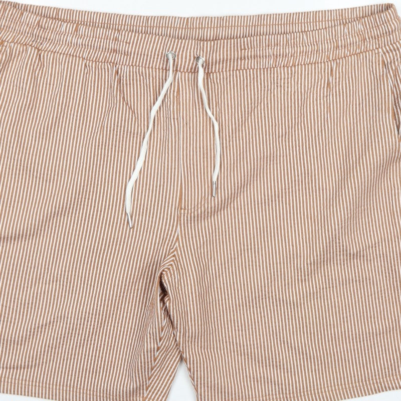 Marks and Spencer Men’s Brown 3XL Striped Drawstring Casual Shorts