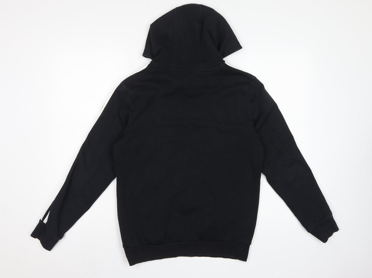 Adidas Boys 13-14 Years Black Grey Colourblock Pullover Hoodie Logo