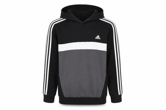 Adidas Boys 13-14 Years Black Grey Colourblock Pullover Hoodie Logo