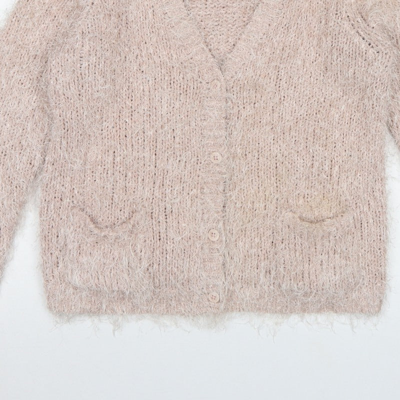 Red Herring Women’s Beige Size 14 Fluffy Knit Button Cardigan
