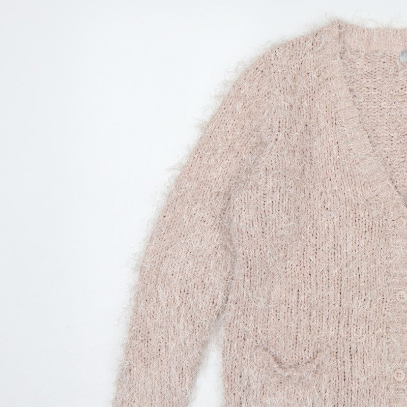 Red Herring Women’s Beige Size 14 Fluffy Knit Button Cardigan