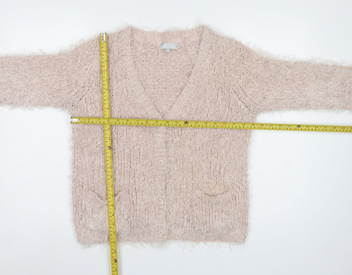 Red Herring Women’s Beige Size 14 Fluffy Knit Button Cardigan