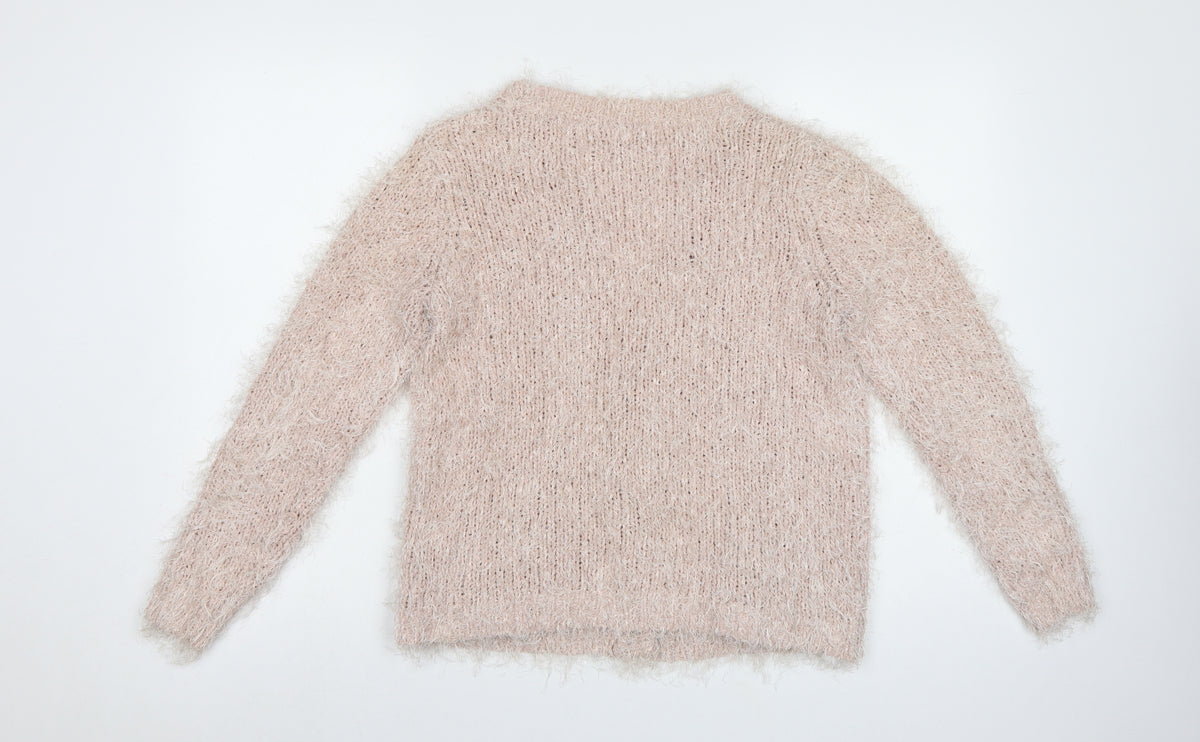 Red Herring Women’s Beige Size 14 Fluffy Knit Button Cardigan