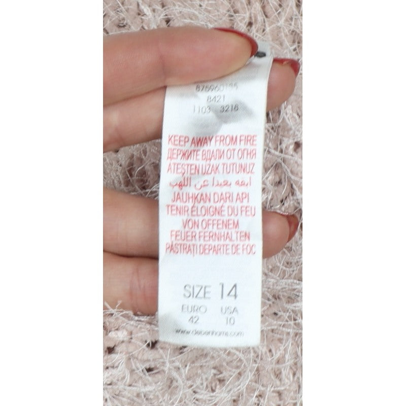 Red Herring Women’s Beige Size 14 Fluffy Knit Button Cardigan