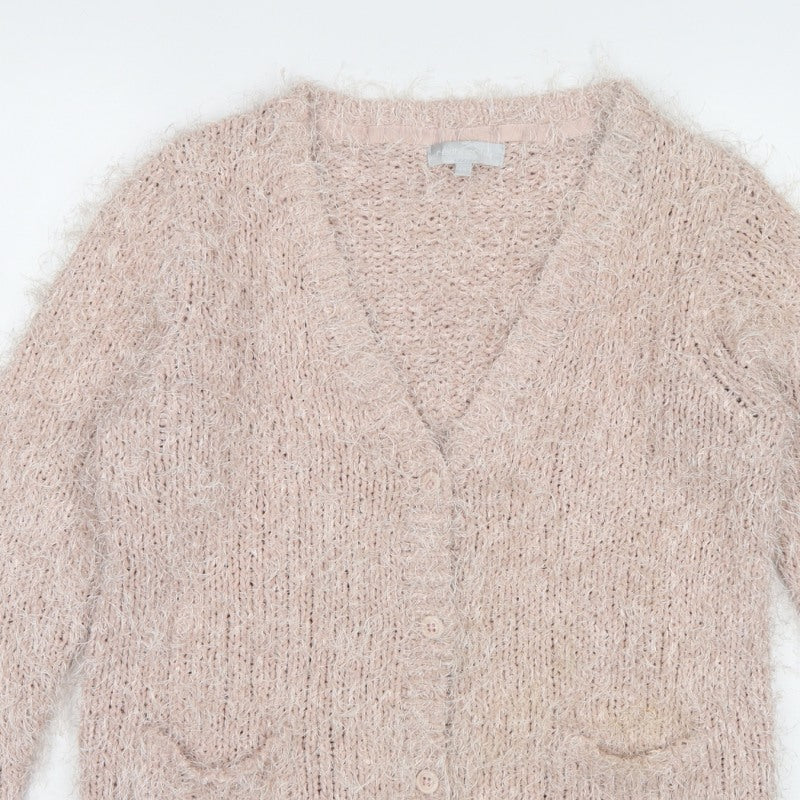 Red Herring Women’s Beige Size 14 Fluffy Knit Button Cardigan