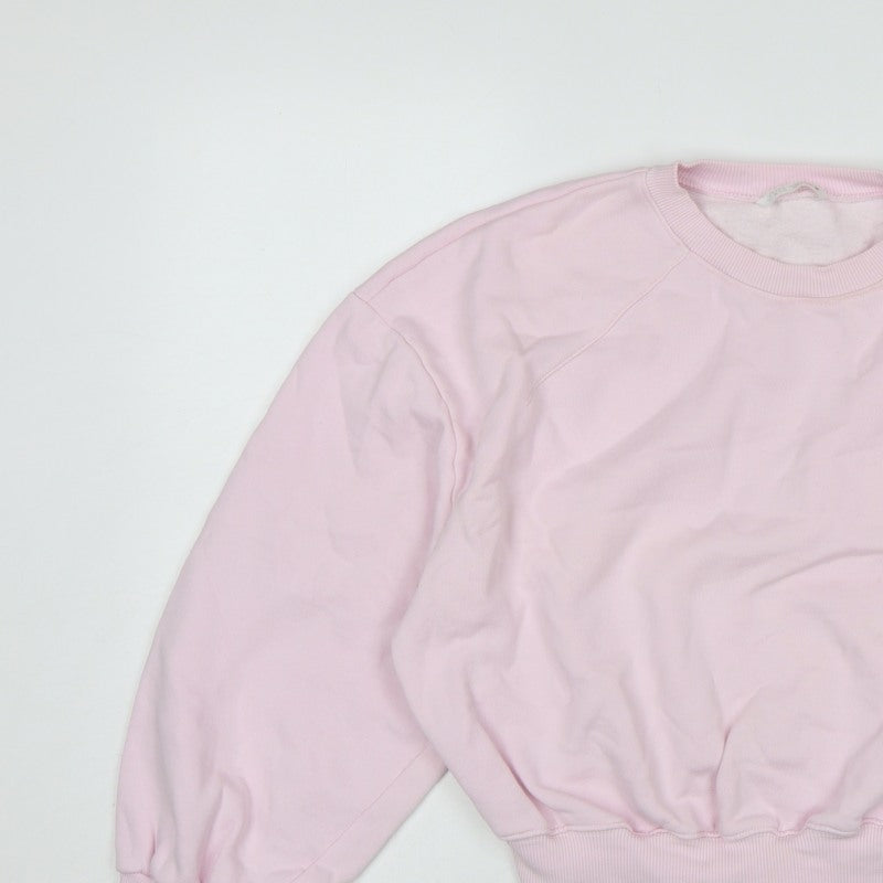 Zara Women Pink S Pullover Sweatshirt Crew Neck Raglan Sleeve