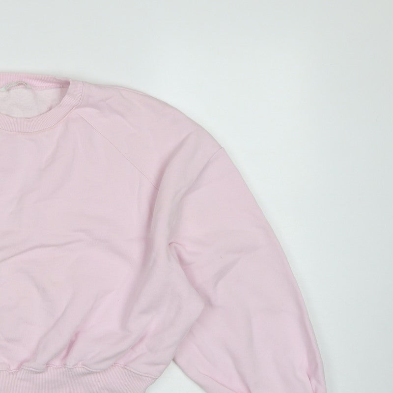 Zara Women Pink S Pullover Sweatshirt Crew Neck Raglan Sleeve